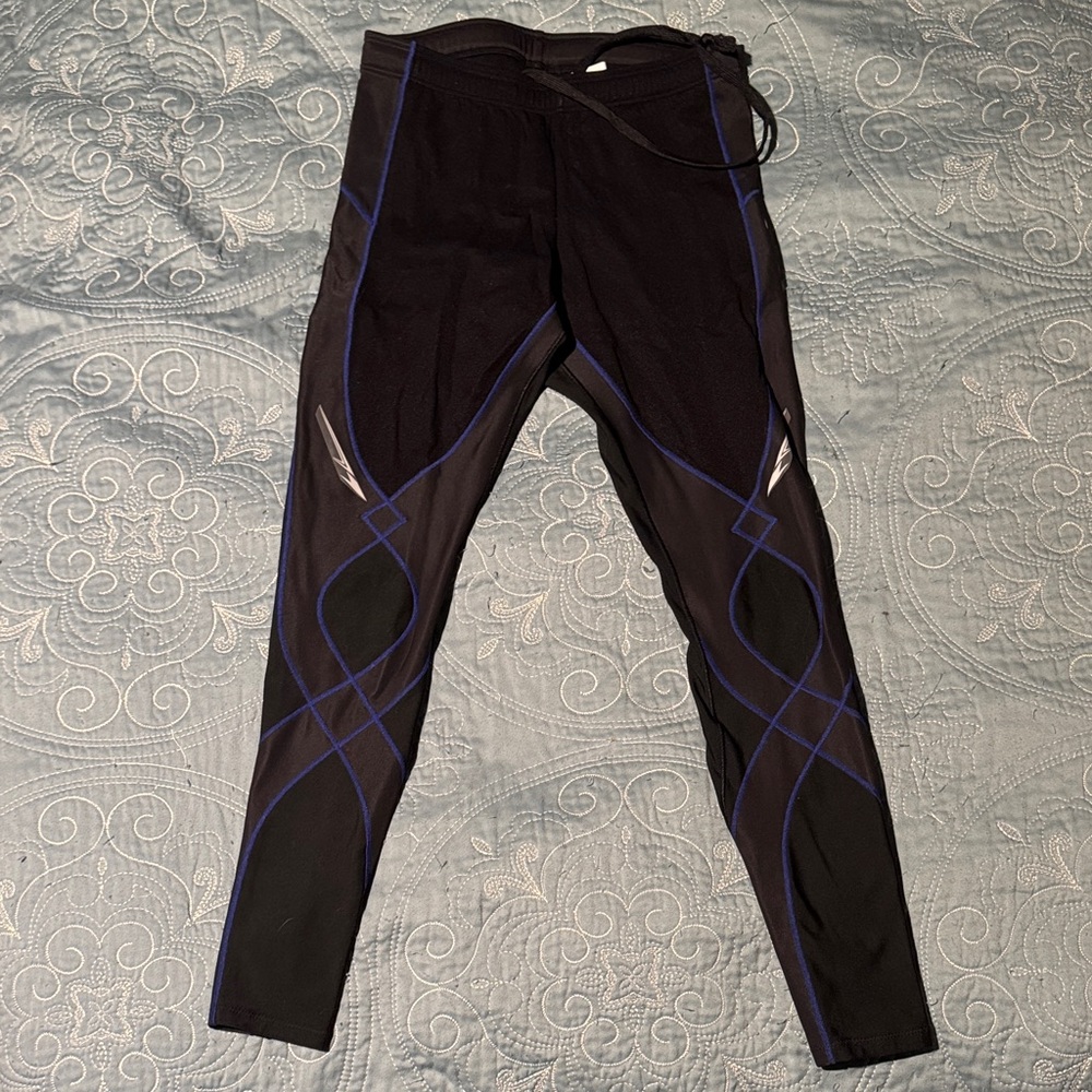 CW-X Black Leggings with Blue Accents